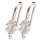 Brass Pave Clear Cubic Zirconia Earring Hooks, Ear Wire, Cadmium Free & Lead Free, Silver, 18x4.5x10mm, Hole: 1.2mm, 18 Gauge, Pin: 1mm