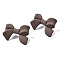 Spray Painted CCB Plastic Bowknot Stud Earring Findings, Rosy Brown, 24x33mm, Hole: 1.2mm, Pin: 0.7mm