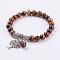 Natural Tiger Eye Stretch Bracelets, with Tibetan Style Pendants,  2 inch(51mm)