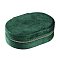 Italian Velvet Double Layers Jewelry Set Storage Zipper Boxes, Oval Jewelry Organizer Case for Earrings, Rings, Bracelets, Sea Green, 15x10.5x4cm