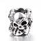 316 Surgical Stainless Steel European Beads, Skull, Large Hole Beads, Hollow, Antique Silver, 9x9mm, Hole: 4.5~5mm