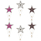 ARRICRAFT 6Pcs 3 Colors Glass Hotfix Rhinestone, Hot Melt Adhesive on the Back, with Imitation Pearl & Dangling Pendant Tassel, Pentagram Shapes, Mixed Color, 130x70x4mm, 2pc/color