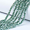 Electroplate Glass Beads Strands, Platinum Plated, Faceted, Rondelle, Dark Green, 4x3mm, Hole: 0.4mm, about 109~113pcs/strand, 38~39cm