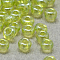 12/0 Grade A Round Glass Seed Beads, Transparent Colours Lustered, Green Yellow, 12/0, 2x1.5mm, Hole: 0.3mm