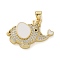 Elephant Brass Micro Pave Cubic Zirconia and Enamel Pendants, Long-Lasting Plated, Lead Free & Cadmium Free, Rack Plating, Real 18K Gold Plated, White, 21x28.5x6mm, Hole: 4x3.5mm