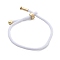 Cotton Cord Bracelets, with Brass Finding, Long-Lasting Plated, Real 24K Gold Plated, White, 8-1/2 inch(21.5cm)~9 inch(23cm)