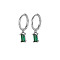 Anti-Tarnish Platinum Rhodium Plated 925 Sterling Silver Dangle Hoop Earrings for Women, Rectangle, Green, 19.8mm