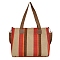 Striped Canvas Bag, Large Capacity Tote Bag, Shoulder Crossbody Bag, Orange Red, 37x30cm