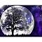 Tree & Moon DIY Diamond Painting Kits, including Resin Rhinestones, Diamond Sticky Pen, Tray Plate and Glue Clay, Mixed Color, 400x300mm