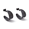 Ion Plating(IP) 304 Stainless Steel Chunky C-shape Stud Earrings, Half Hoop Earrings for Women, Electrophoresis Black, 21x12mm, Pin: 0.7mm