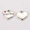 Wedding Theme Antique Silver Tone Tibetan Style Heart with Page Boy Rhinestone Charms TIBEP-N005-14C-1