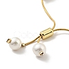 Shell Pearl Beaded Slider Bracelet with Brass Snake Chain BJEW-B066-01B-03-3