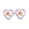 Floral Printed Porcelain Beads PORC-A033-01G-1