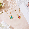 8Pcs 4 Colors Brass Cubic Zirconia 2-Loop Pendants KK-DC0003-51-4