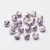 Floral Printed Porcelain Beads X-CF187Y-1