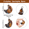 6Pcs 6 Styles Natural & Synthetic Gemstone Copper Wire Pendants G-CA0001-56-2