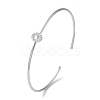 Rack Plating Brass Micro Pave Clear Cubic Zirconia Letter Open Cuff Bangles BJEW-A018-01P-O-1