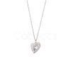 304 Stainless Steel Pave Clear Cubic Zirconia Pendant Necklaces STAS-OY018-21P-1