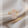 Crystal Rhinestone Flat Round Open Cuff Rings RJEW-Q774-02LG-6