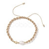 Natural Cultured Freshwater Pearl & Brass & 304 Stainless Steel Beads Braided Bead Bracelets for Women BJEW-JB13109-02-2