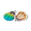 Spray Painted Natural Freshwater Shell with Rhinestone Pendants BSHE-G033-07B-3