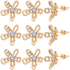 5 Pairs Brass Micro Pave Cubic Zirconia Stud Earring Findings KK-BBC0020-85-5