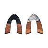 Transparent Resin & Walnut Wood Pendants RESI-N025-029-C-3