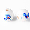 Painted Natural Wood Round Beads WOOD-N006-183-3