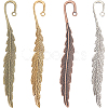 8Pcs 4 Style Feather Shape Tibetan Style Alloy Bookmarks Making AJEW-SC0002-56-1