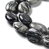 Natural Black Silk Stone/Netstone Beads Strands G-L164-A-24-4