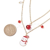 Christmat Bell & Snowman Alloy Red Enamel Pendant Necklaces NJEW-JN05115-3