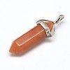 Natural Red Aventurine Double Terminated Pointed Pendants G-J261-B05-1
