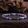 Natural Amethyst & Synthetic Non-magnetic Hematite Beads Stretch Bracelets for Men Women ZE8511-2