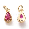 Brass Micro Pave Clear Cubic Zirconia Charms KK-F820-15-G-3