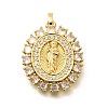 Religion Themed Rack Plating Brass Micro Pave Cubic Zirconia Pendants KK-L226-007G-03-1