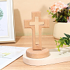 Wood Cross Figurines Ornaments DJEW-WH0016-75-4