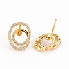 Brass Micro Pave Clear Cubic Zirconia Stud Earring Findings KK-S240-240-NF-2