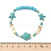 Natural Freshwater Shell & Howlite & Synthetic Turquoise & Opalite & Non-magnetic Hematite Beads Stretch Bracelets for Women BJEW-JB13810-02-4