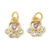 Brass Pave Cubic Zirconia Paw Print Charms LS-KK-I355-17G-06-1
