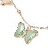 Round 6mm Natural Green Aventurine & Butterfly Glass Charm Bracelets X1-BJEW-TA00525-3