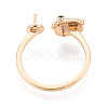Gift Box Shape Brass Micro Pave Clear Cubic Zirconia & Glass Cuff Ring Settings KK-T076-44G-3