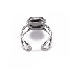 Tarnish Resistant 201 Stainless Steel Cuff Pad Ring Settings STAS-S080-040A-P-4