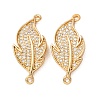 Brass Micro Pave Clear Cubic Zirconia Connector Charms CU-CBA4579-13G-1