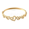 304 Stainless Steel Crystal Rhinestone Hollow Heart Hinged Cuff Bangles for Women SA-CBAF851-10G-4