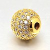 Round Brass Micro Pave Cubic Zirconia Beads ZIRC-N016-01G-10mm-2