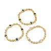 Glass Rectangle Link Chain Bracelet with Panther Chains BJEW-I309-01-1