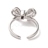 Brass Micro Pave Cubic Zirconia Open Cuff Ring RJEW-K256-58F-P-3