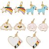 10Pcs 5 Style Real Real 18K Gold Plated Plated Brass Charms FIND-CN0001-28-1