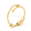Brass Rotating Beaded Open Cuff Ring RJEW-H102-02G-3