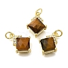 Natural Tiger Eye Faceted Rhombus Pendants KK-U072-07G-1